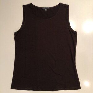 Eileen Fisher Scoop Neck Sleeveless Knit Tank Top in Chocolate Brown Size XS